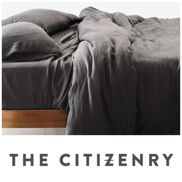 The Citizenry Other - NEW The Citizenry Stonewashed Linen Pillowcases in Charcoal 2 Pieces Minimalist